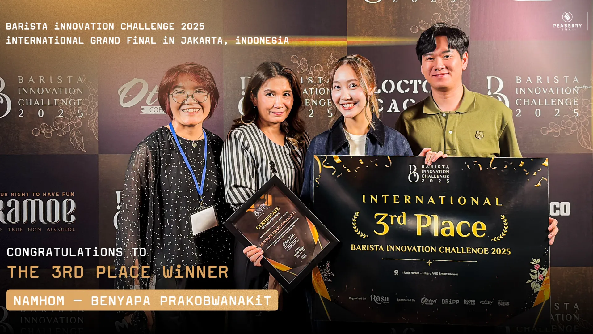 Peaberrythai ร่วมแสดงความยินดี บนเวที Barista Innovation Challenge 2025 ระดับนานาชาติ